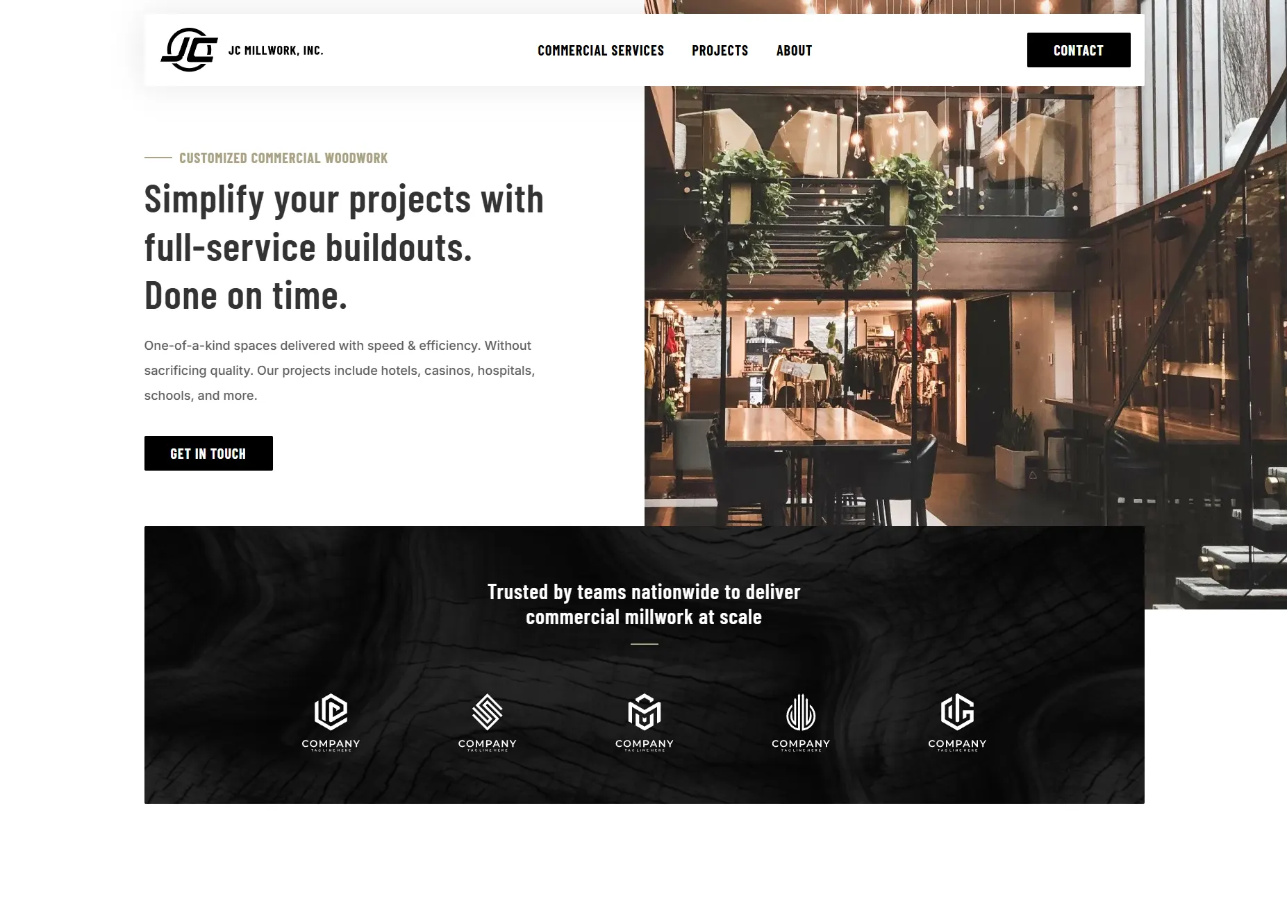 JC Millwork website design
