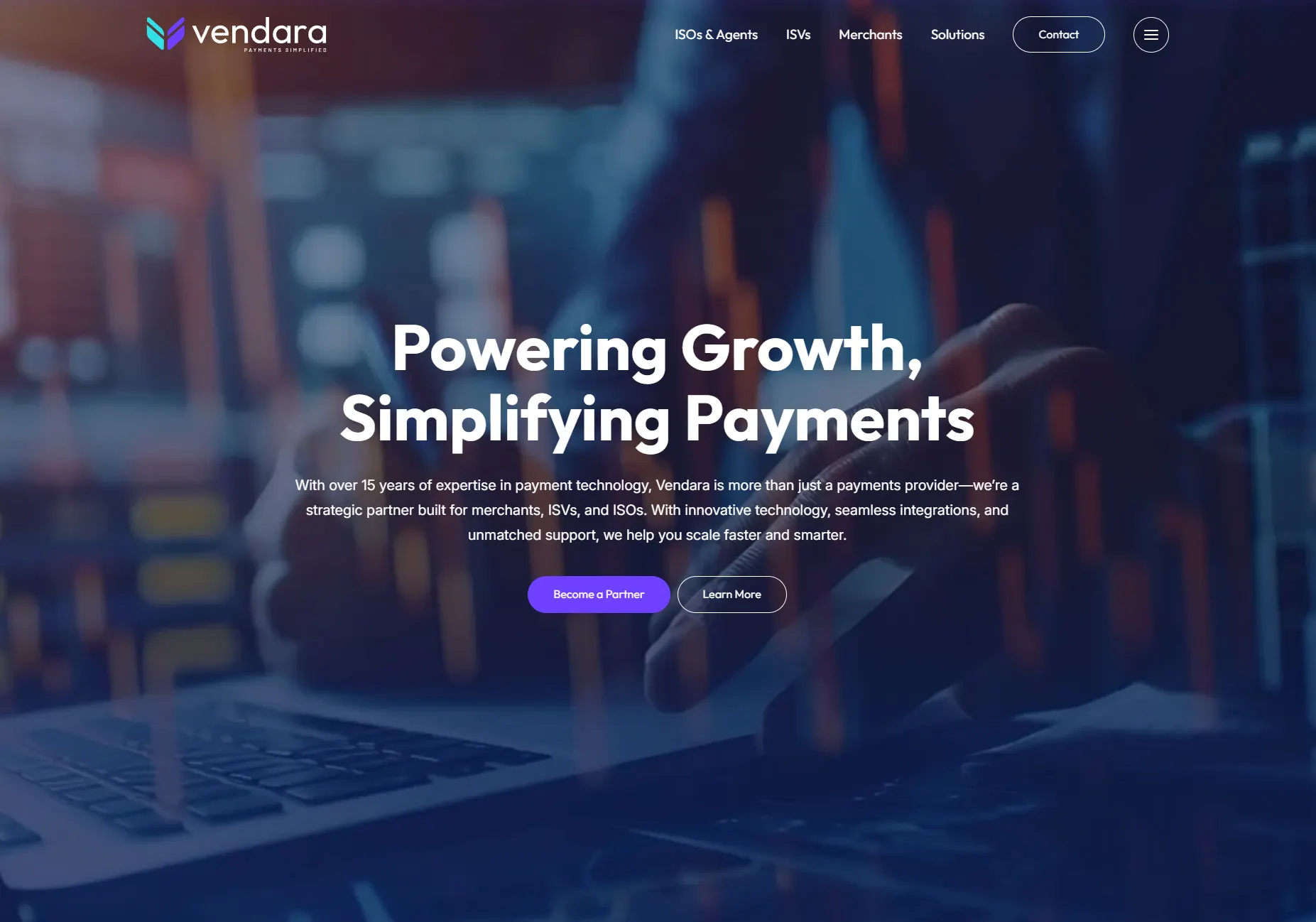 Vendara website design